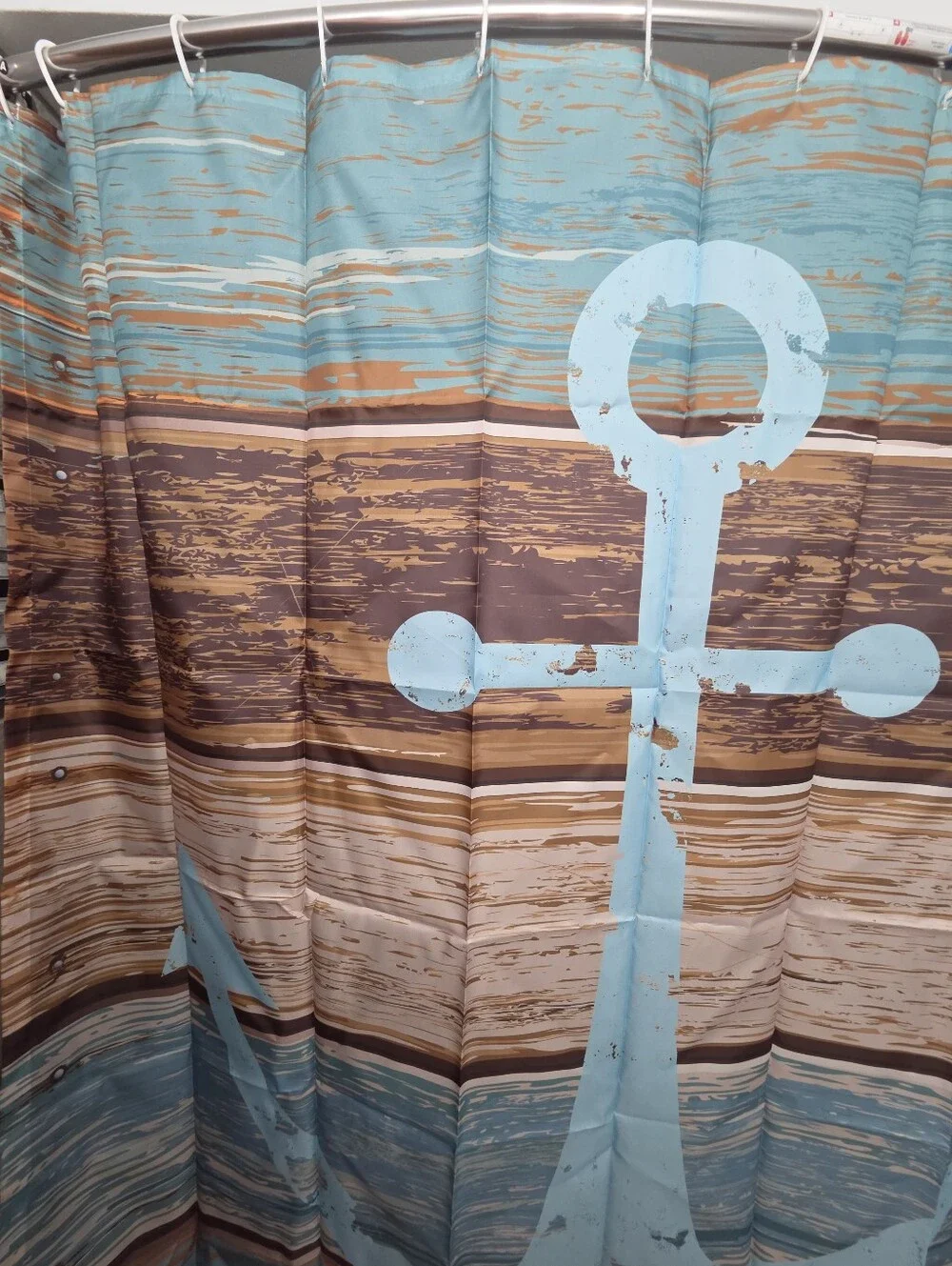 Nwot, Coastal Anchor Shower Curtain - Blue and Brown